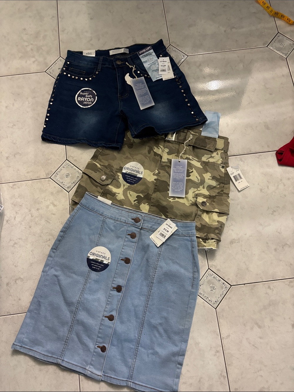 Angels Dark Blue Denim Studded Shorts